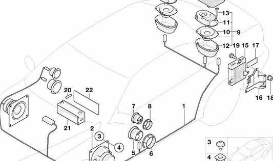 OEM Tweeter Speaker 65138366468 for BMW E36 (All models compatible: Saloon, Coupe, Compact, Cabrio, Touring). Original BMW.
