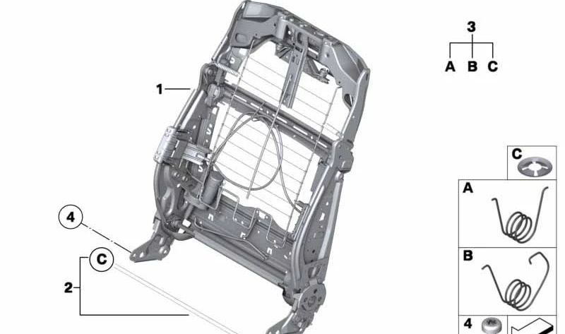 Estructura respaldo asiento confort OEM 52107245866 para BMW F10, F11, F18. Repuesto original para asiento delantero. Compatible solo con versiones confort. Original BMW.