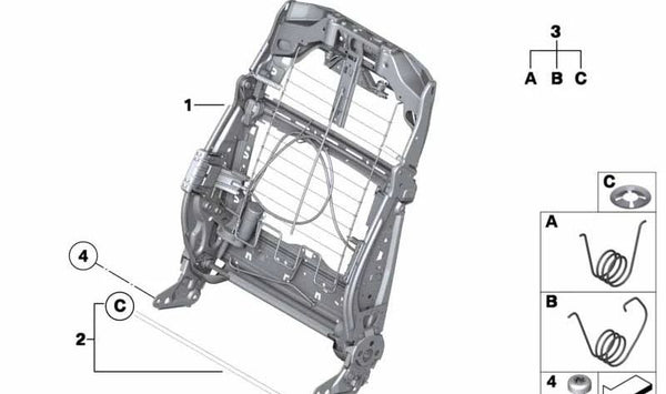 Estructura respaldo asiento confort OEM 52107245866 para BMW F10, F11, F18. Repuesto original para asiento delantero. Compatible solo con versiones confort. Original BMW.