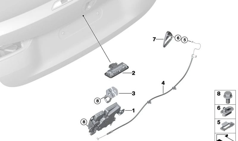 Pulsador apertura maletero OEM 51247497538 para BMW G23, G23N, G82, G83, G83N. Compatible con sistema de cierre de maletero. Original BMW.