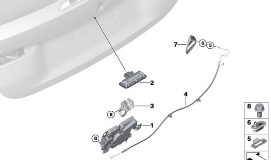 Pulsador apertura maletero OEM 51247497538 para BMW G23, G23N, G82, G83, G83N. Compatible con sistema de cierre de maletero. Original BMW.