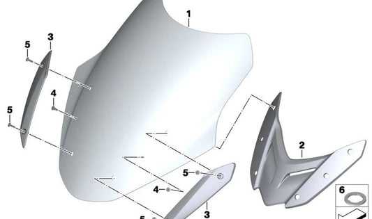 Embelações esquerda do para -brisa OEM 46637728661 para BMW Motorrad R 1200 RT (RK52) e R 1250 RT (RK52). BMW Motorrad original.