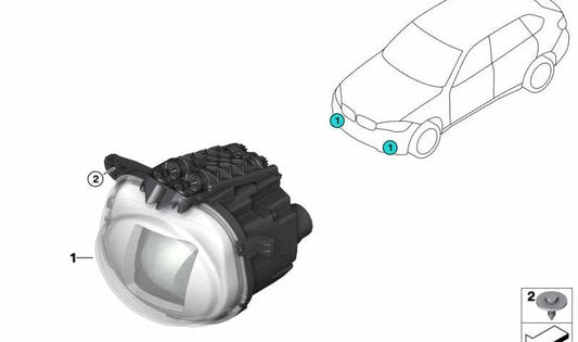 Faro derecho con luz adaptativa OEM 63117494866 para BMW F15, F85, F16, F86, X5, X6. Compatible con versiones sDrive y xDrive. Original BMW.