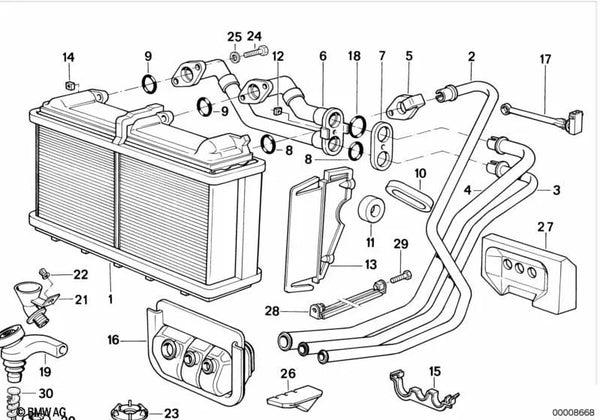 Tubo de aire acondicionado OEM 64111379932 para BMW Serie 7 E32 750i, 750iL... y más. Original BMW.