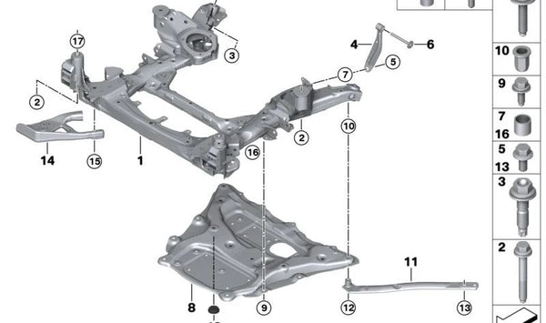 Soporte de motor izquierdo OEM 31106878071 para BMW G05, F95, G06, F96, G07, G09. Original BMW.