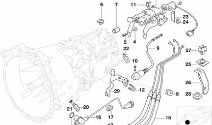 Cable de embrague OEM 23412228317 para BMW E36 M3 {BG91, BG92, BK91, BK92, CD91, CD92}. Original BMW.