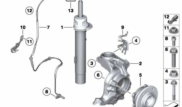 Amortiguador delantero derecho OEM 31316796440 para BMW Z4 E89 sDrive18i, sDrive20i, sDrive23i {todos los modelos compatibles}. Pieza original BMW.