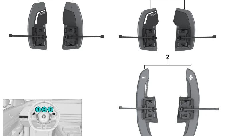 Juego de palancas de cambio para BMW G70 (OEM 61315A5E8F0). Original BMW.