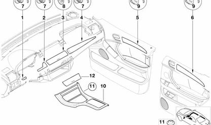 Base de consola central OEM 51168408025 para BMW E53. Original BMW.