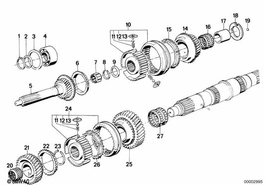 Anel de segurança para BMW E21, E30, E12, E28, E34, E24, E23 (OEM 23221630172). BMW original.