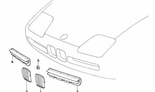 Rejilla decorativa derecha para BMW (OEM 51138134476). Original BMW