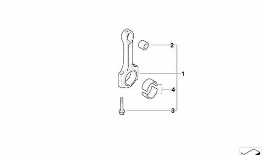 Biela con semicasquillos de cojinete OEM 11247794928 para MINI R50 One D (03/2003 - 07/2006). Original MINI.