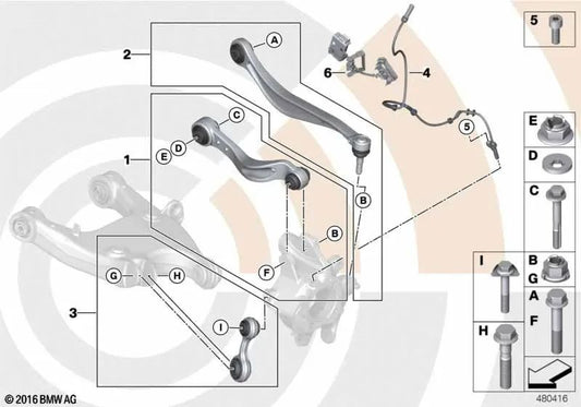 Steering Arm Repair Kit for BMW 5 Series F10, F18, 6 Series F06, F12, F13, 7 Series F04 (OEM 33322450892). Original BMW
