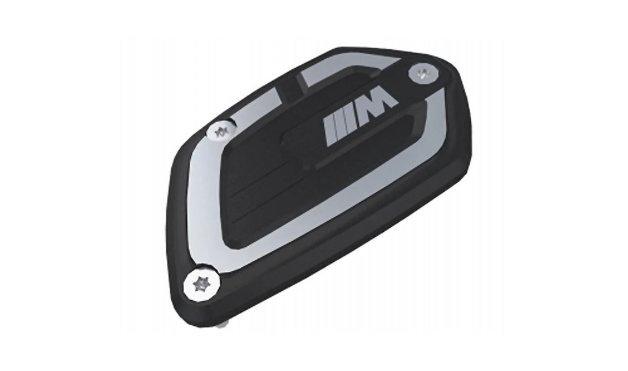 Tapa del depósito de líquido de frenos delantero negro/plata OEM 32721539643 para motos BMW S 1000 R K63, S 1000 XR K69. Original BMW Motorrad.