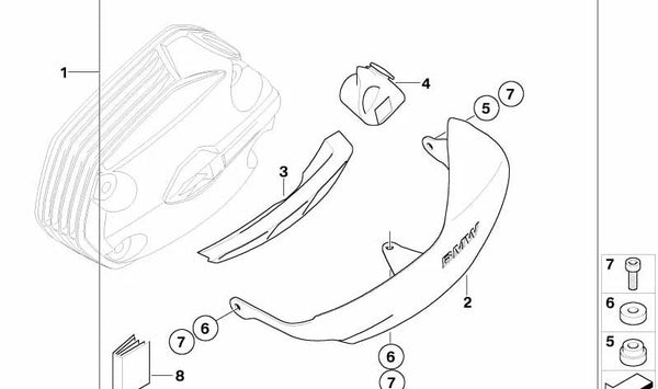 Tope inferior izquierdo OEM 71607688973 para motos BMW R1200GS (K25). Original BMW Motorrad.