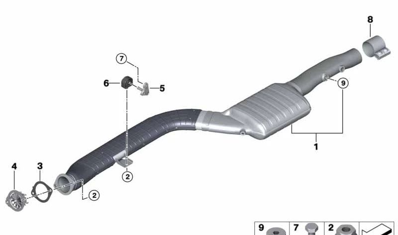 Mezclador de gases OEM 18308592645 para BMW G30, G30N, G31, G32, G32N. Pieza original BMW, compatible con sistemas de escape y parte del catalizador o pre-silencioso.