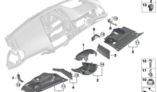 Suporte de revestimento de assoalho para BMW Série 5 F90, G30, G31, Série 6 G32, Série 7 G11, G12, Série 8 F91, F92, F93, G15, G16 (OEM 51459365038) BMW original