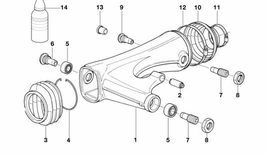 Pivote izquierdo OEM 33172311074 para motos BMW R1100GS, R1100R, R1100RT, R850GS, R850R, R850RT. Original BMW Motorrad.