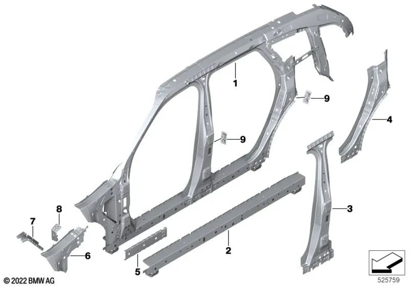Rinforzo di supporto destro per BMW X5 F95, G05, G18, X6 F96, G06, X7 G07, XM G09 (OEM 41009464914). BMW originale