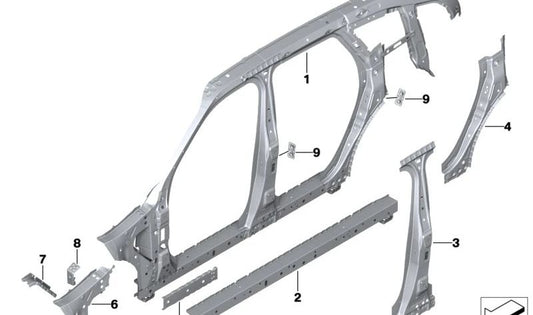 Refuerzo soporte lateral izquierdo OEM 41009481403 para BMW X5 (F95, F95N, G05, G05N, G18, G18N), X6 (F96, F96N, G06, G06N), X7 (G07, G07N), XM (G09). Original BMW.