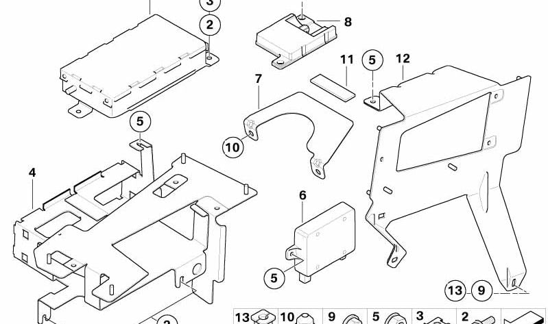 Soporte para unidad de control telemático OEM 84136924546 para BMW E39. Original BMW.