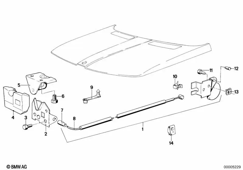 Trava de capô para BMW Série 3 E21 (OEM 41611826950). BMW originais.