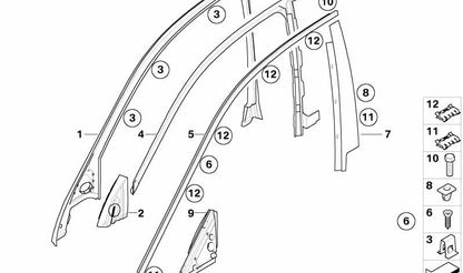 Junta de puerta delantera izquierda OEM 51337033801 para BMW E60, E61. Original BMW