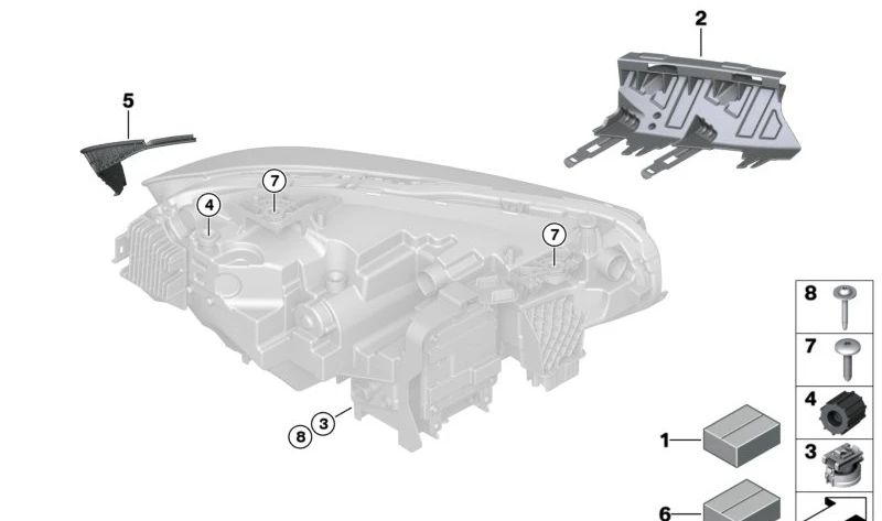 Junta de faro izquierda para BMW G87 (OEM 63118087433). Original BMW