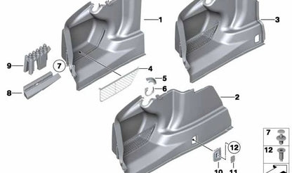 Marco izquierdo maletero OEM 51477258367 para BMW F01, F01N, F02, F02N. Original BMW.