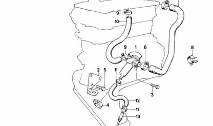 Tubo de ventilación de motor OEM 11151311839 para BMW E30. Pieza original para el sistema de ventilación del cárter. Compatible con todos los modelos BMW E30. Repuesto original BMW.