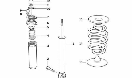 Absorbeur à amortisseur arrière OEM 33531139759 pour BMW Z1. Compatible avec tous les modèles BMW Z1. BMW d'origine.