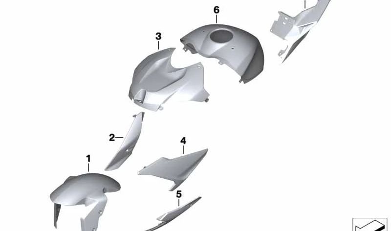 Frontluftbox-Beschichtungsfarbe Lichtweiß OEM 46638549715 für BMW S 1000 RR (K46), S 1000 R (K47, K67) Motorräder. Originaler BMW Motorrad.