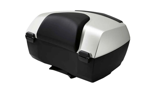 Topcase de viaje OEM 77438555738 para BMW Motorrad K 1600 GT (2016-2021), R 1200 RT (2013-2018), R 1250 RT (2018-2023). Capacidad 49L, color blanco alpino. Original BMW Motorrad.