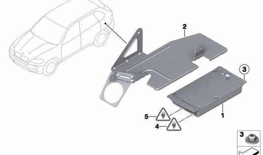 Soporte unidad de control telemático OEM 65156969560 para BMW E70, E70N, E71. Original BMW.