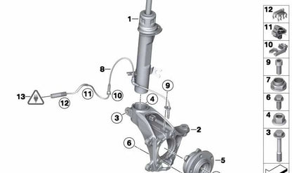 Soporte giratorio delantero derecho OEM 31219808400 para MINI Countryman R60, Paceman R61. Original MINI.