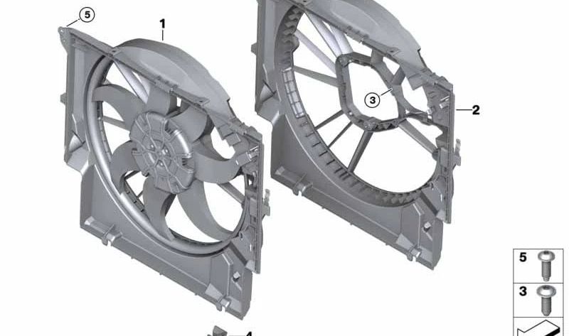 Carcasa del ventilador OEM 17427604021 para BMW E82, E90, E92, E93. Pieza original BMW compatible con modelos 1er Coupé y 3er Serie con motor N54.