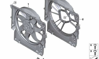 Carcasa del ventilador OEM 17427604021 para BMW E82, E90, E92, E93. Pieza original BMW compatible con modelos 1er Coupé y 3er Serie con motor N54.