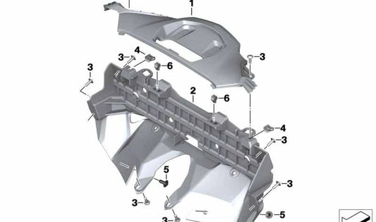 Moldura trasera central OEM 46638556383 para BMW Motorrad C 650 GT (K19). Original BMW Motorrad.