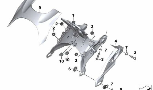 Soporte múltiple OEM 46637720569 para motos BMW R1200R (K27) 2010-2014. Original BMW Motorrad.