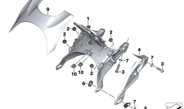 Soporte múltiple OEM 46637720569 para motos BMW R1200R (K27) 2010-2014. Original BMW Motorrad.