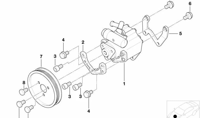 Polea de dirección asistida OEM 32412246719 para BMW Serie 5 E39 y Serie 7 E38. Diámetro 120 mm. Original BMW.