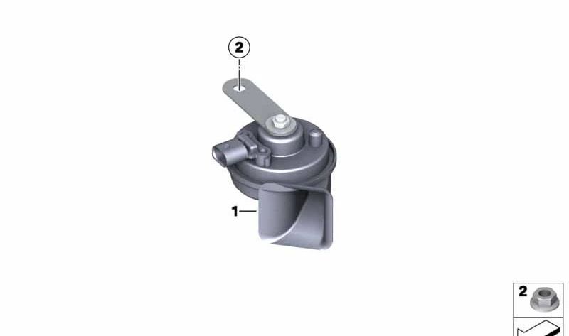 Claxon grave OEM 61337293736 para BMW X5 E70, E70N y BMW X6 E71, E72. Repuesto original BMW.