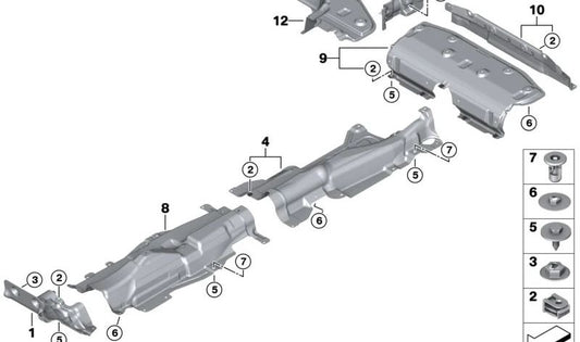 Aislante térmico del túnel central OEM 51487290778 para BMW F40, F44, F45, F46, F48, F49, F39 y MINI F54, F60. Original BMW y MINI.