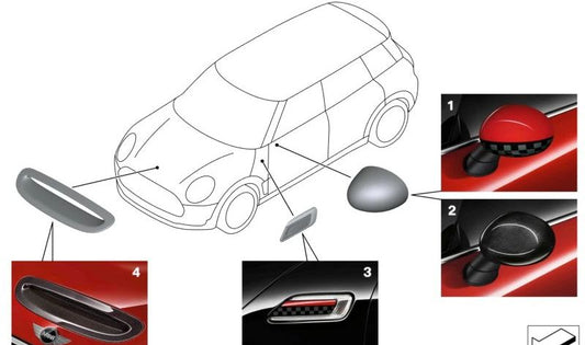 Carcasa retrovisor exterior carbono derecho RHD OEM 51142354960 para MINI F56, F55, F54, F57, F60. Original MINI.