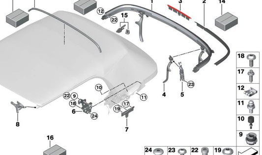 Elemento de ajuste OEM 54347435852 para MINI Cabrio F57, F67, F57 LCI... y más. Original MINI.