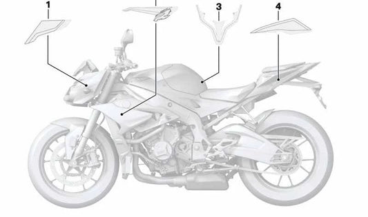 Tapa lateral decorativa izquierda OEM 51148568197 para BMW Motorrad S 1000 R (SK47, 2016-2020). Original BMW Motorrad.
