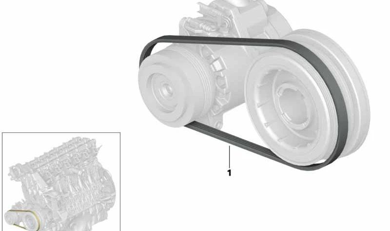 Correa acanalada OEM 64557793608 para BMW E90, E91, E92, E60, E61, E65, E66. Original BMW.
