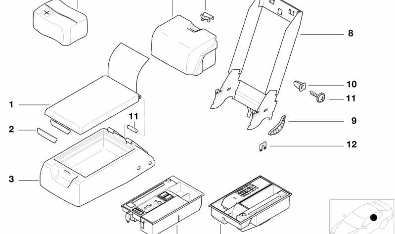 Pasador reposabrazos central para BMW E39, Serie 7 E38 (OEM 52208261084). Original BMW.