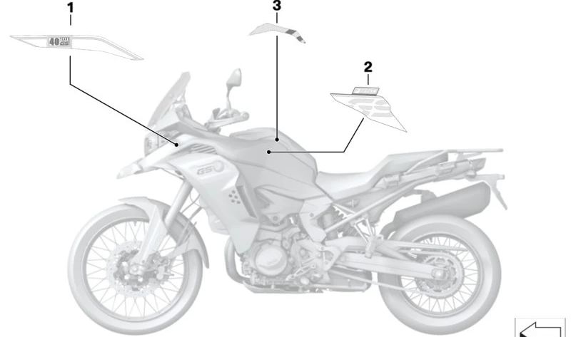 Inscripción revestimiento lateral derecho OEM 51149829444 para BMW Motorrad F 850 GS Adventure, F 900 GS Adventure. Original BMW Motorrad.