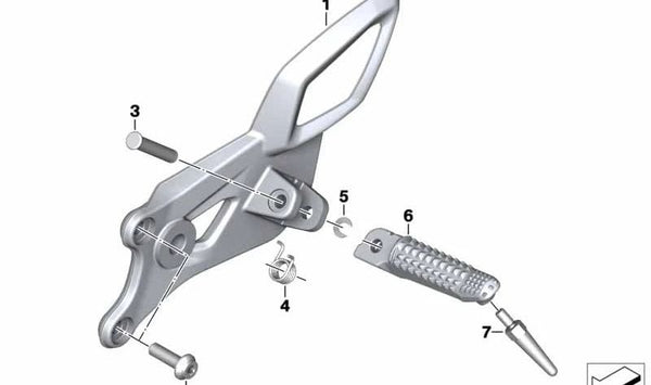 Descansa-pies izquierdo OEM 46717708631 para motos BMW R nineT Racer, S 1000 RR, S 1000 R... y más. Original BMW Motorrad.